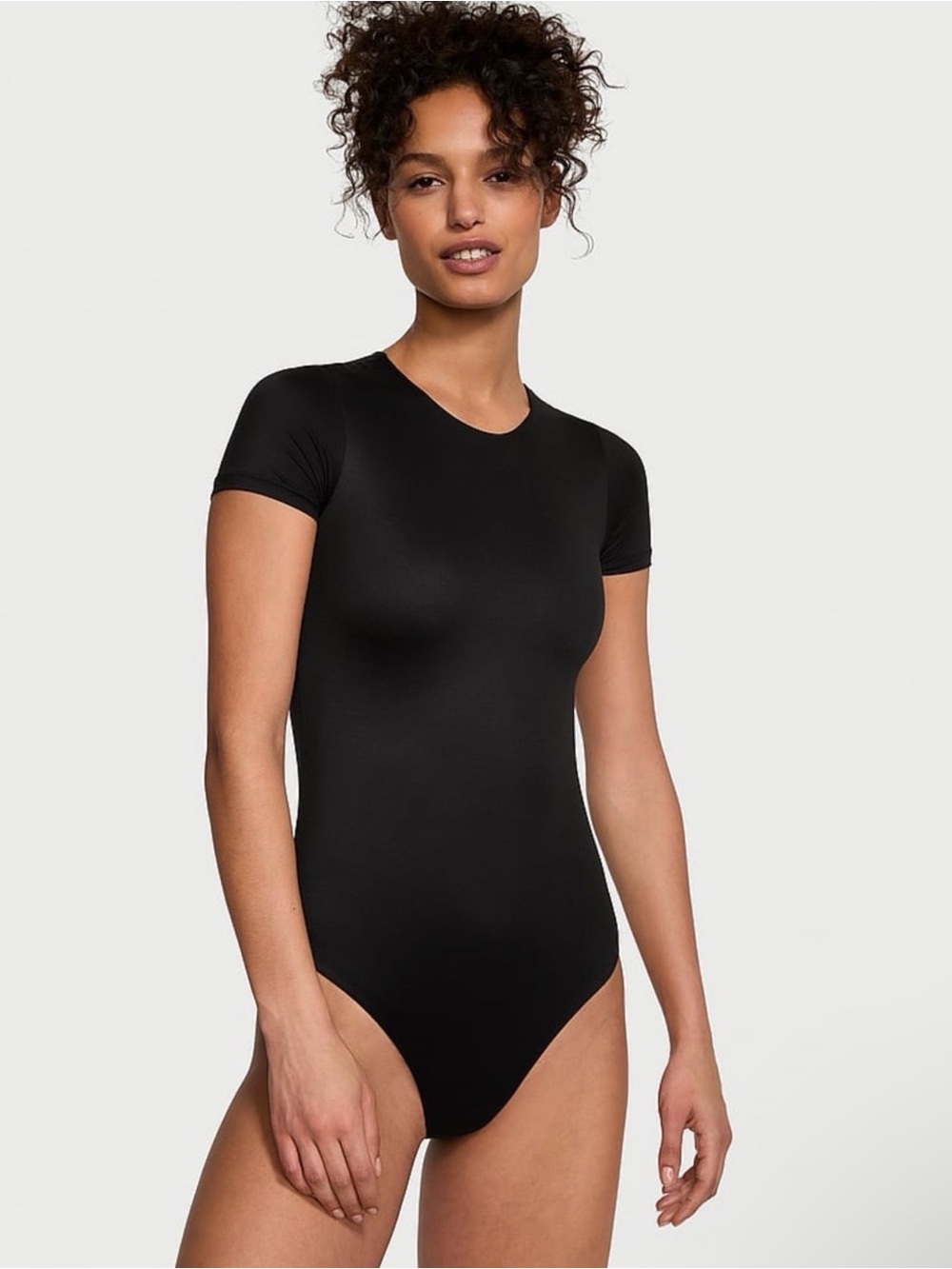 Aerie SmoothEZ Black Short-Sleeve Bodysuit Size Large